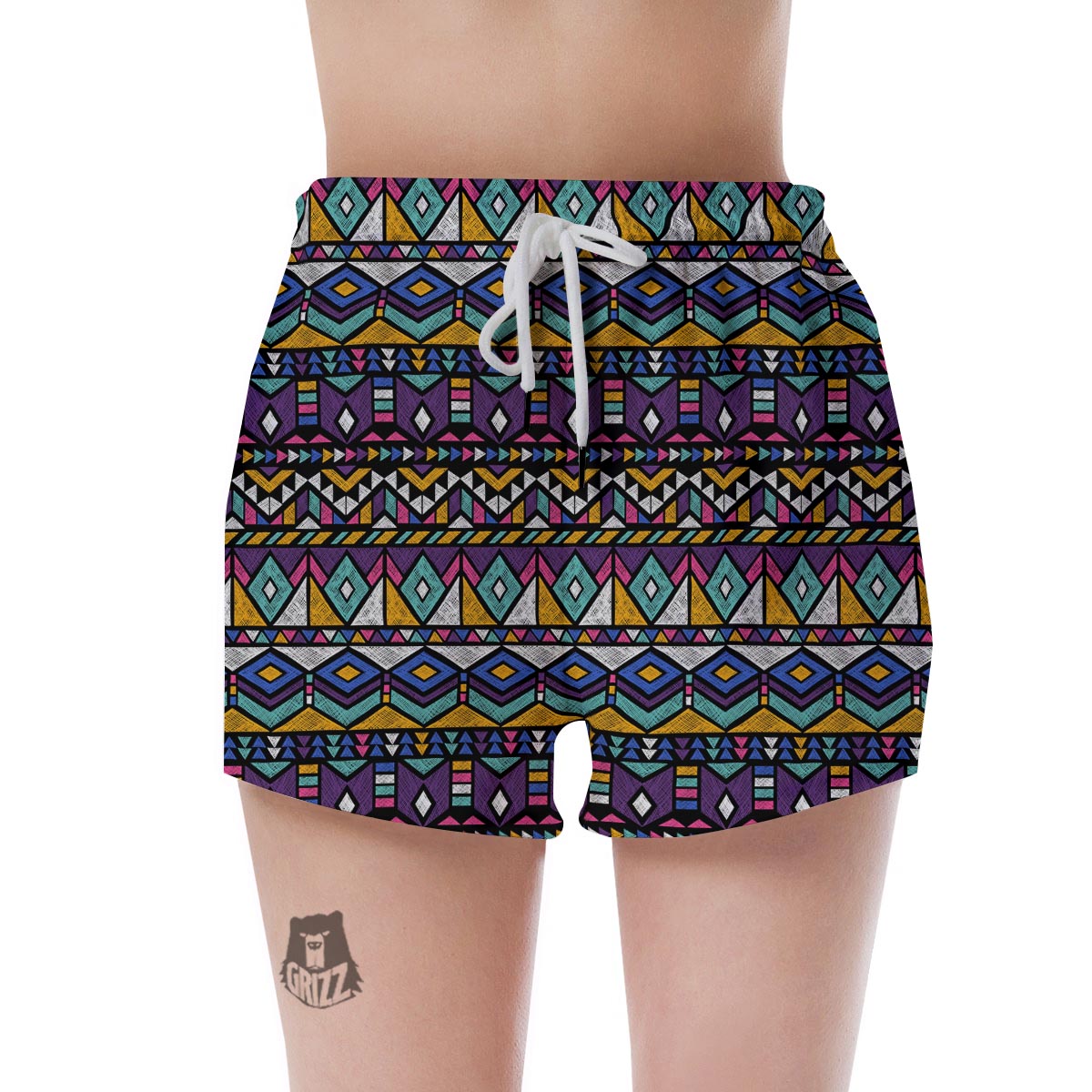 Ethic Aztec Geometric Art Print Women's Shorts-grizzshop