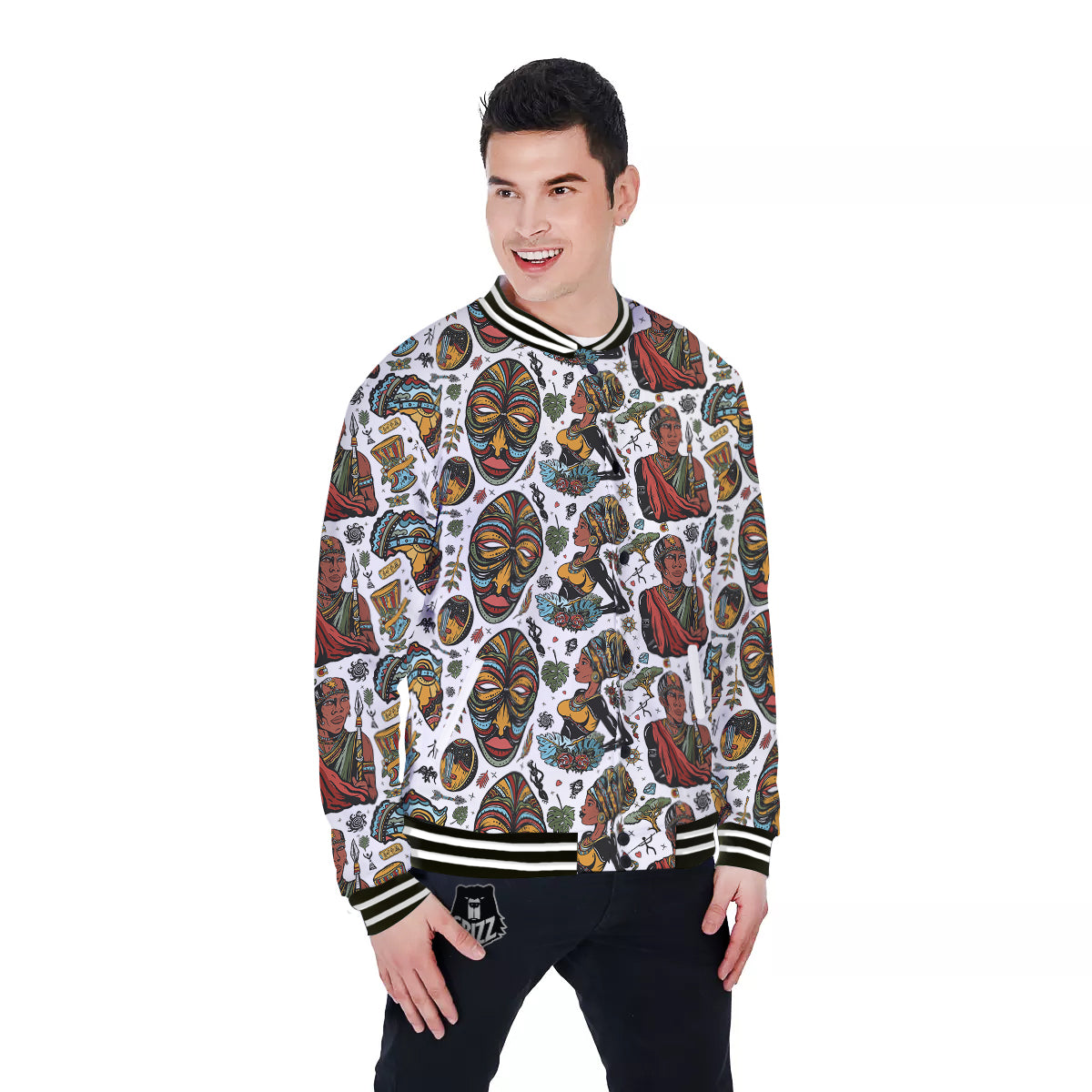 Ethnic Afro African Print Pattern Baseball Jacket-grizzshop