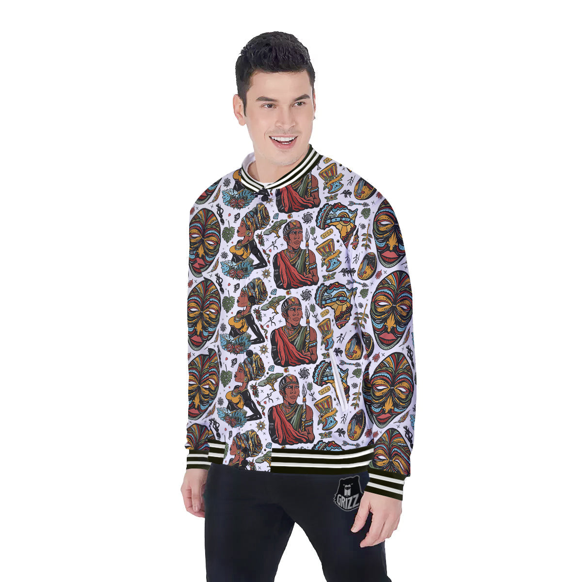 Ethnic Afro African Print Pattern Baseball Jacket-grizzshop