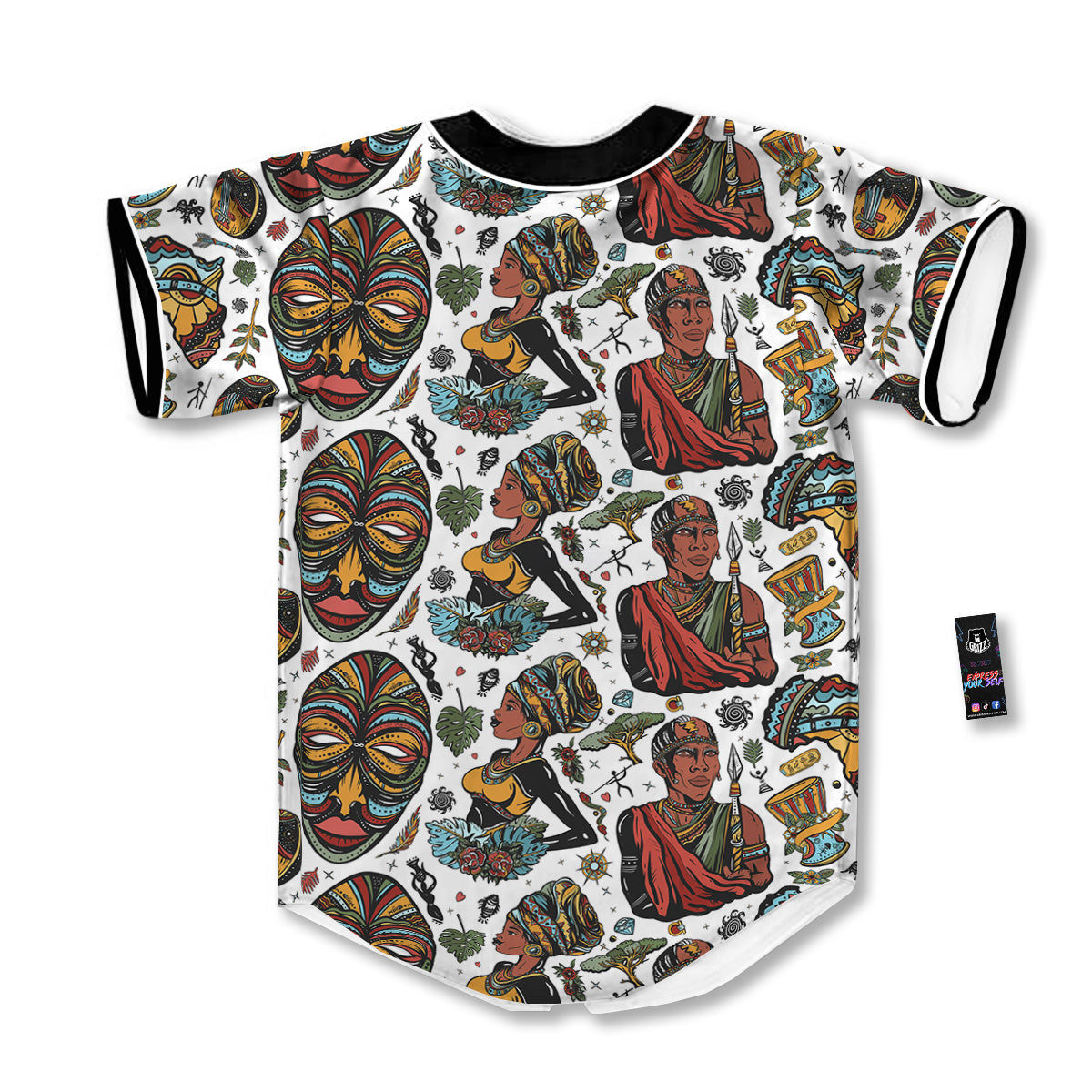 Ethnic Afro African Print Pattern Baseball Jersey-grizzshop