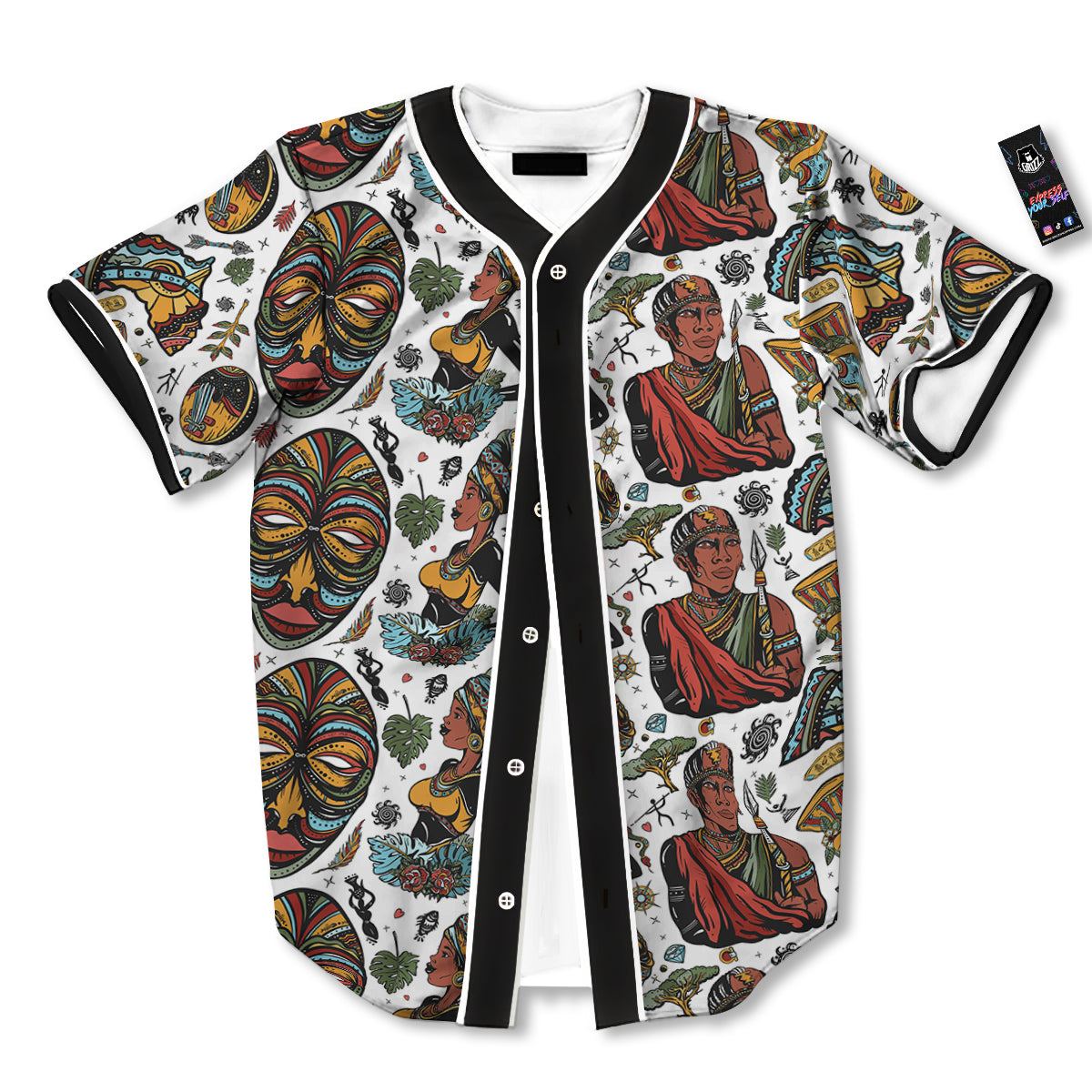 Ethnic Afro African Print Pattern Baseball Jersey-grizzshop