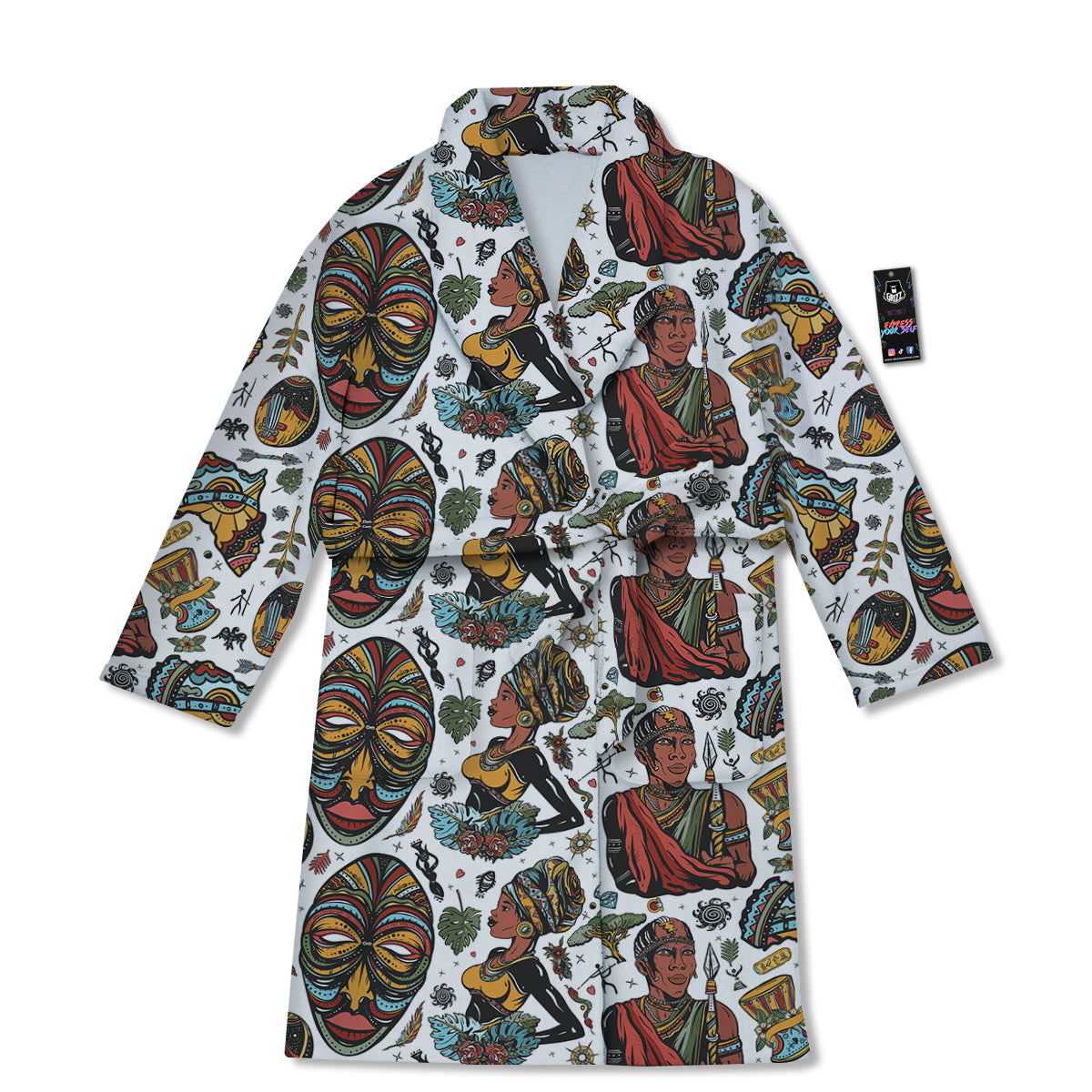 Ethnic Afro African Print Pattern Bathrobe-grizzshop