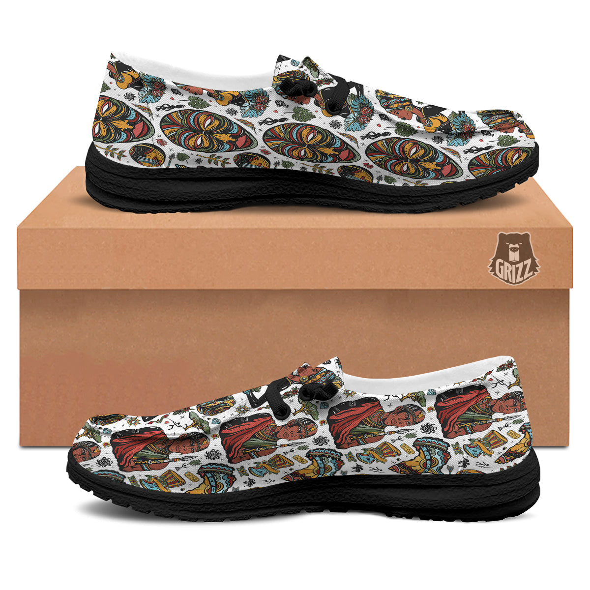 Ethnic Afro African Print Pattern Black Loafers-grizzshop