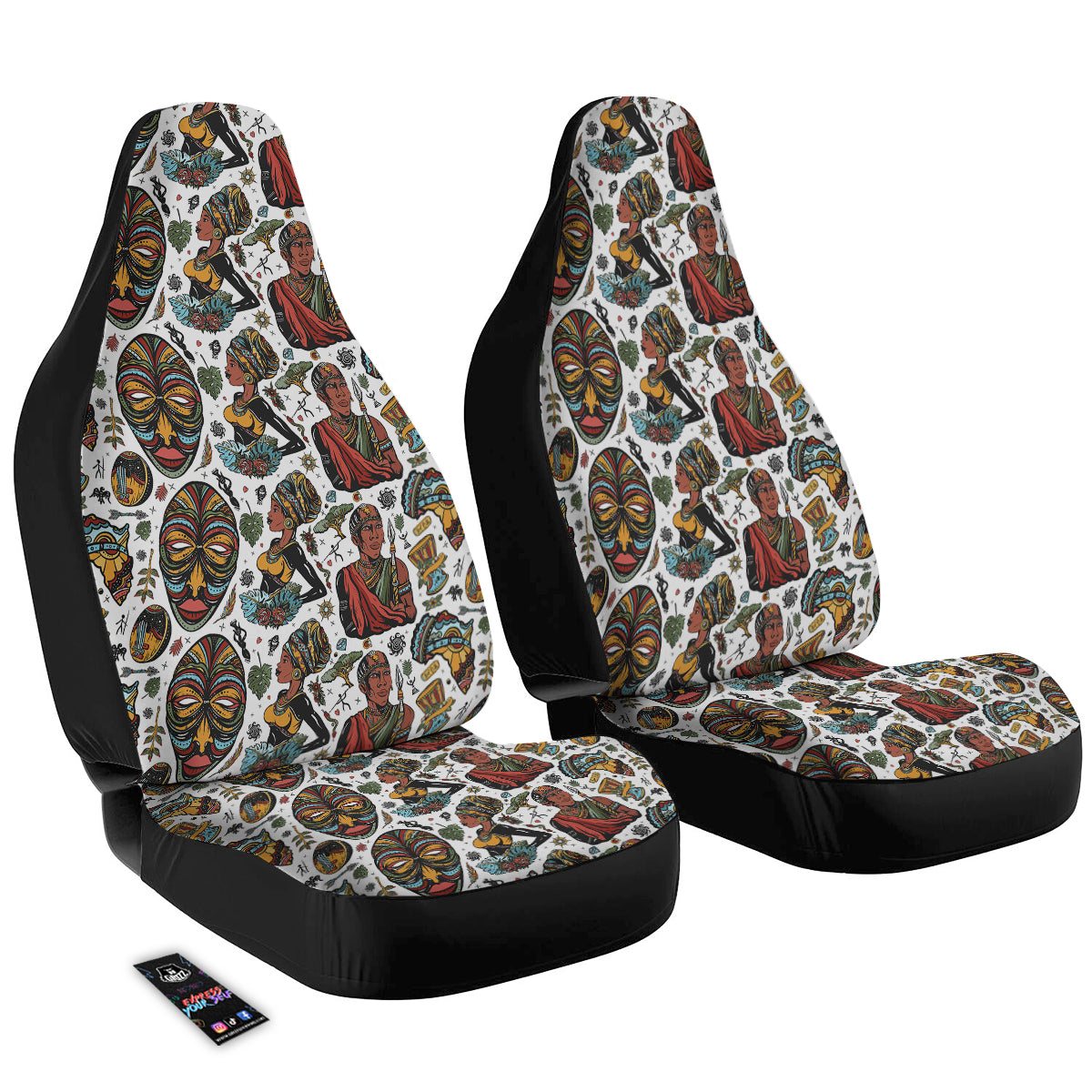 Ethnic Afro African Print Pattern Car Seat Covers-grizzshop