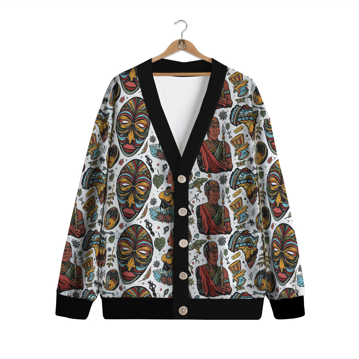Ethnic Afro African Print Pattern Cardigan-grizzshop