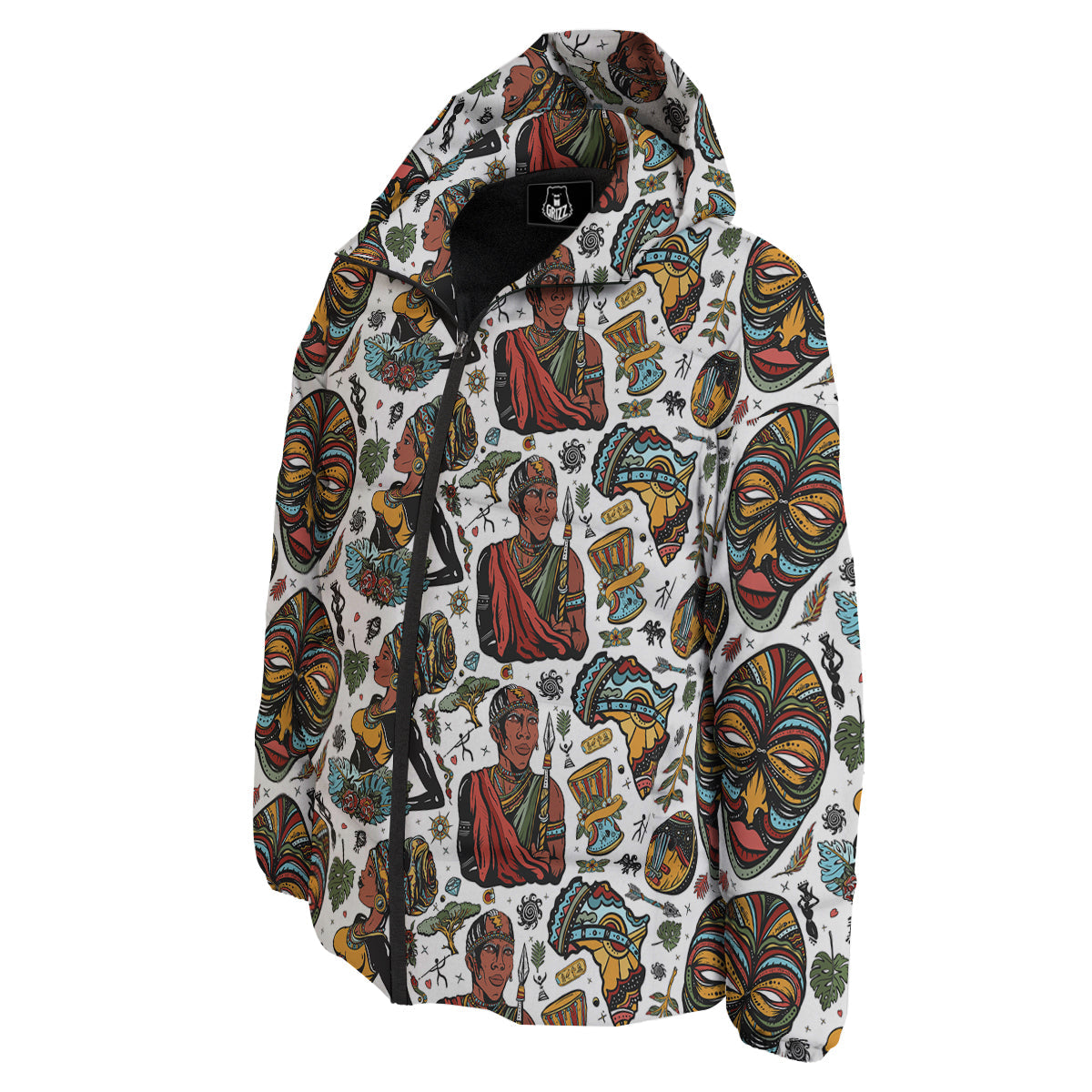 Ethnic Afro African Print Pattern Down Jacket-grizzshop