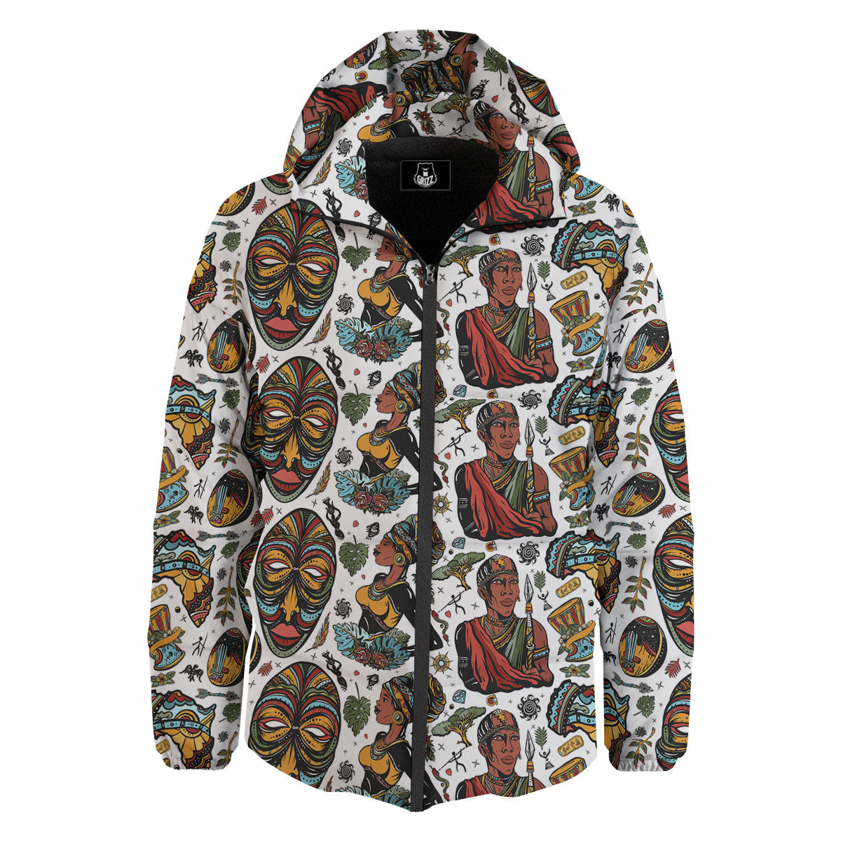 Ethnic Afro African Print Pattern Down Jacket-grizzshop