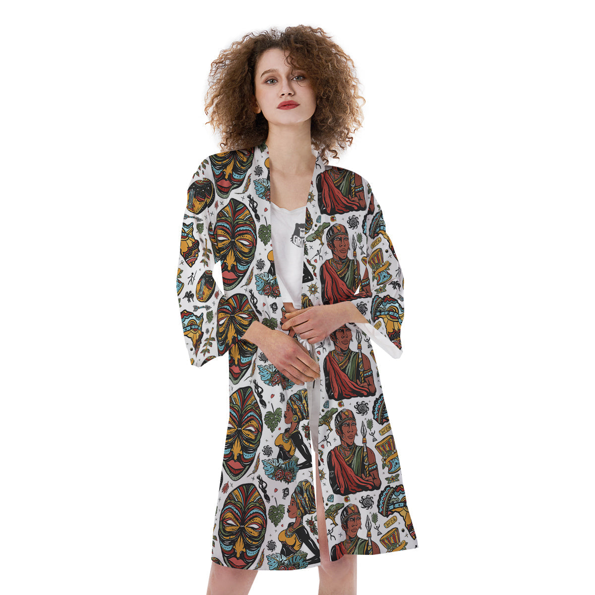 Ethnic Afro African Print Pattern Kimono-grizzshop