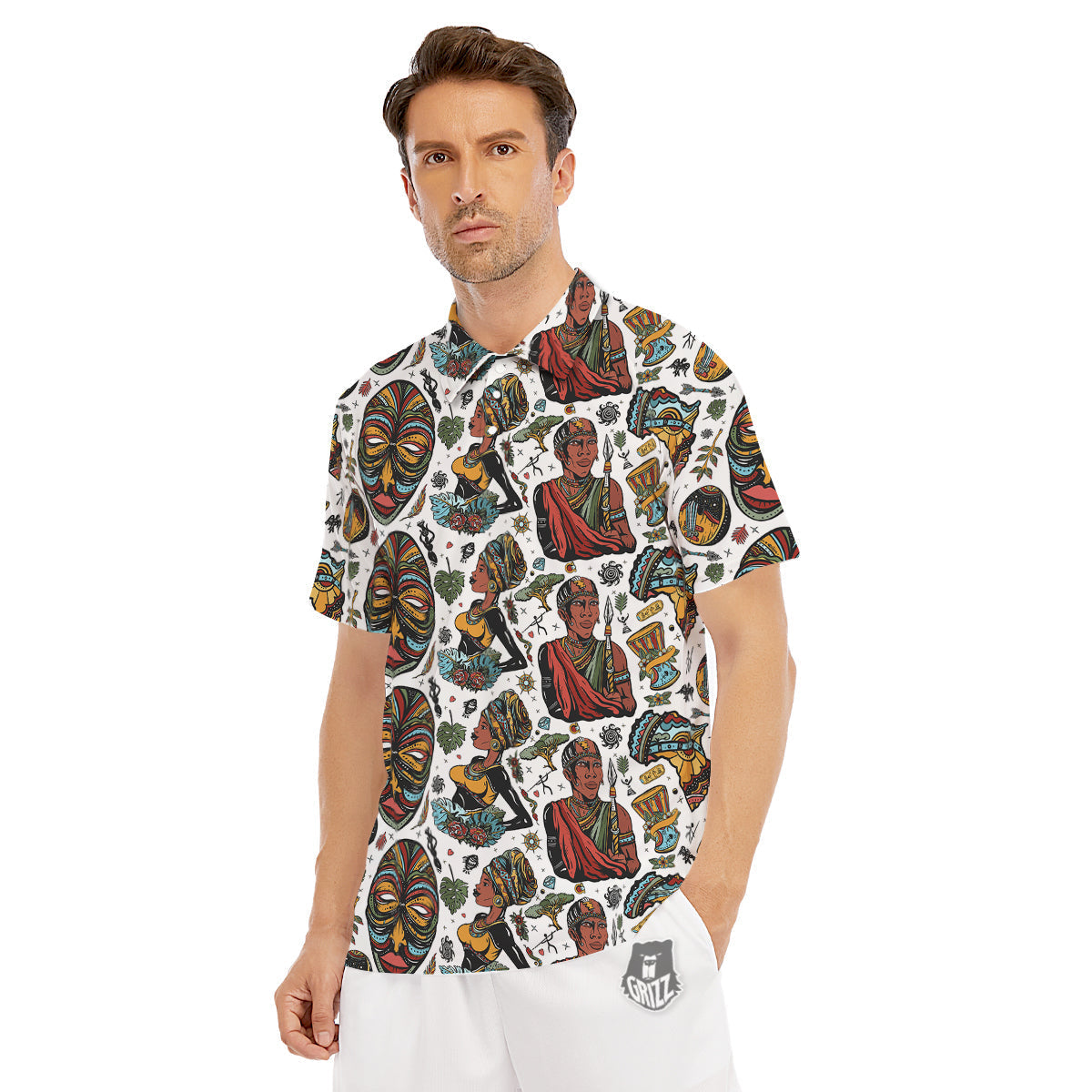 Ethnic Afro African Print Pattern Men's Golf Shirts-grizzshop
