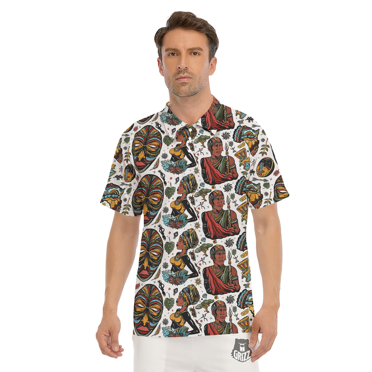Ethnic Afro African Print Pattern Men's Golf Shirts-grizzshop