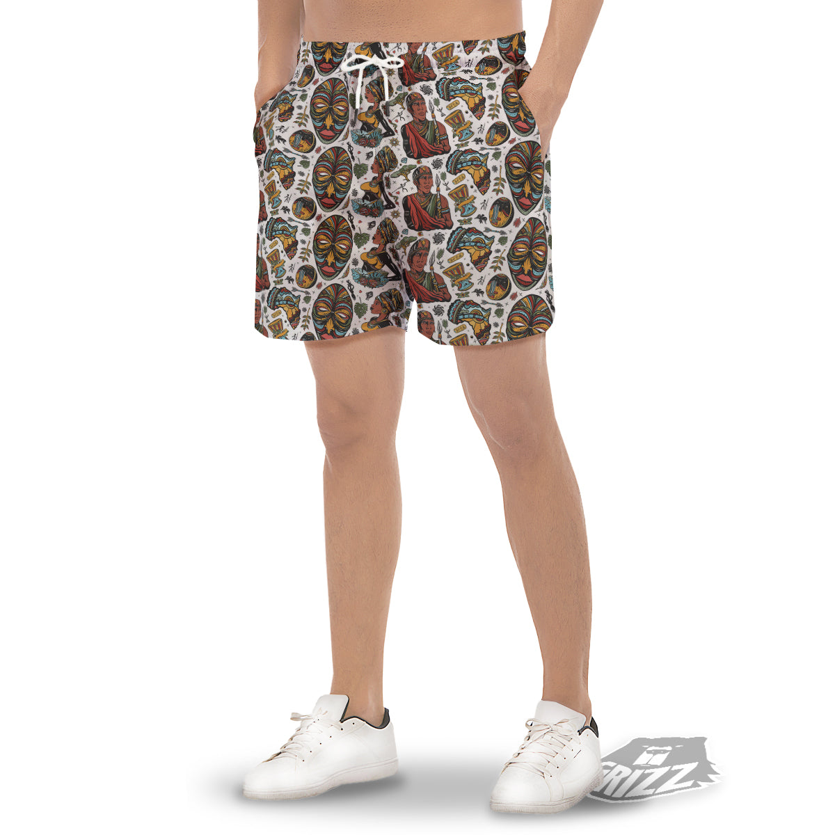 Ethnic Afro African Print Pattern Men's Gym Shorts-grizzshop