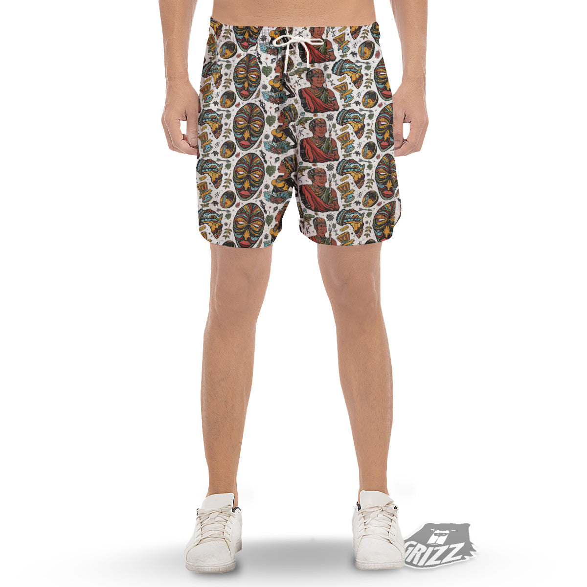 Ethnic Afro African Print Pattern Men's Gym Shorts-grizzshop