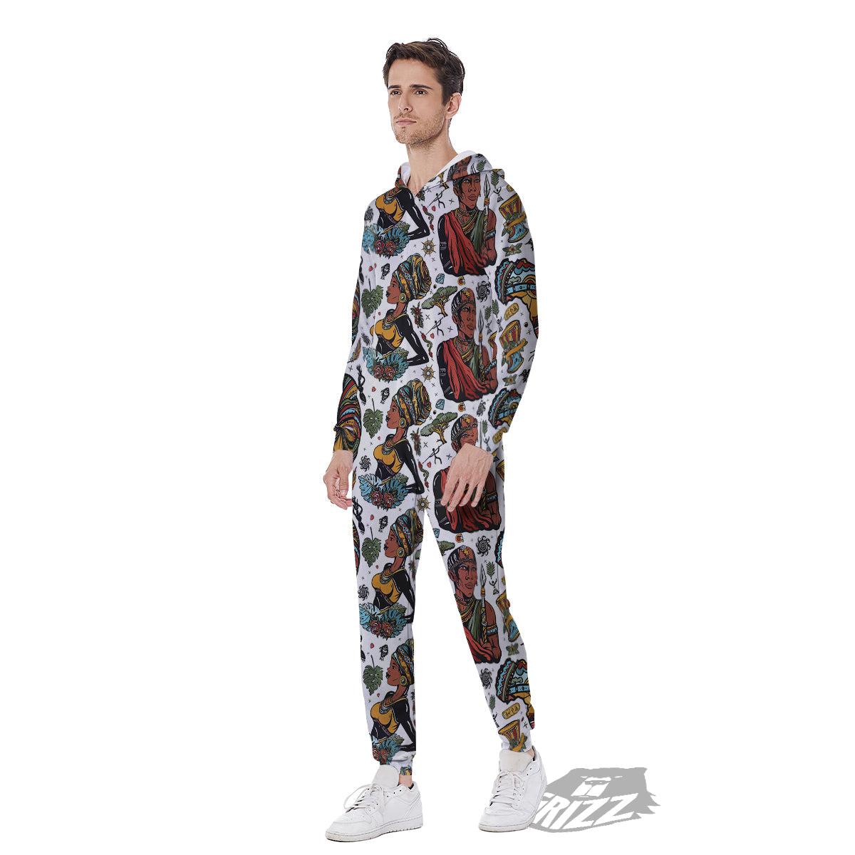 Ethnic Afro African Print Pattern Men's Jumpsuit-grizzshop
