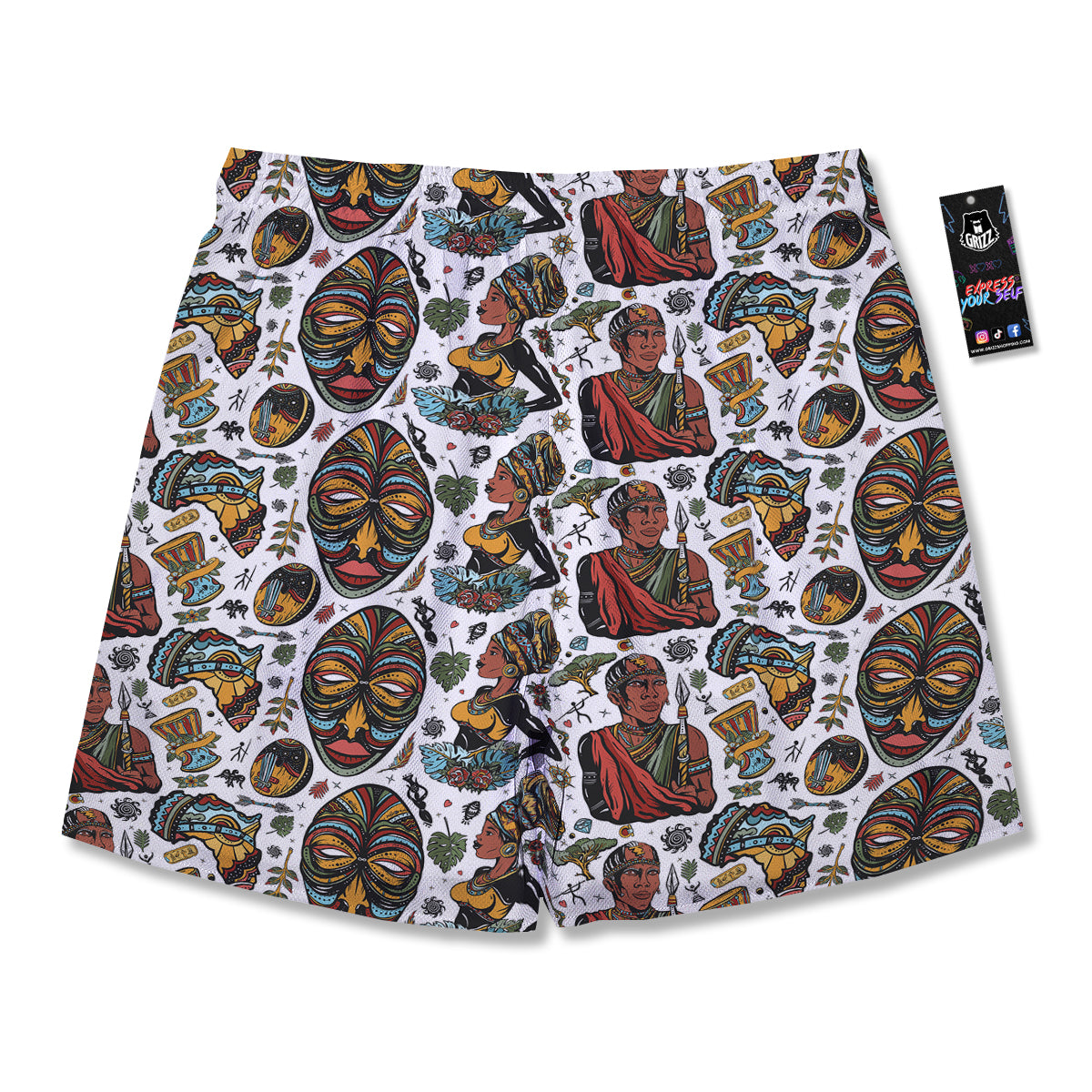 Ethnic Afro African Print Pattern Men's Running Shorts-grizzshop