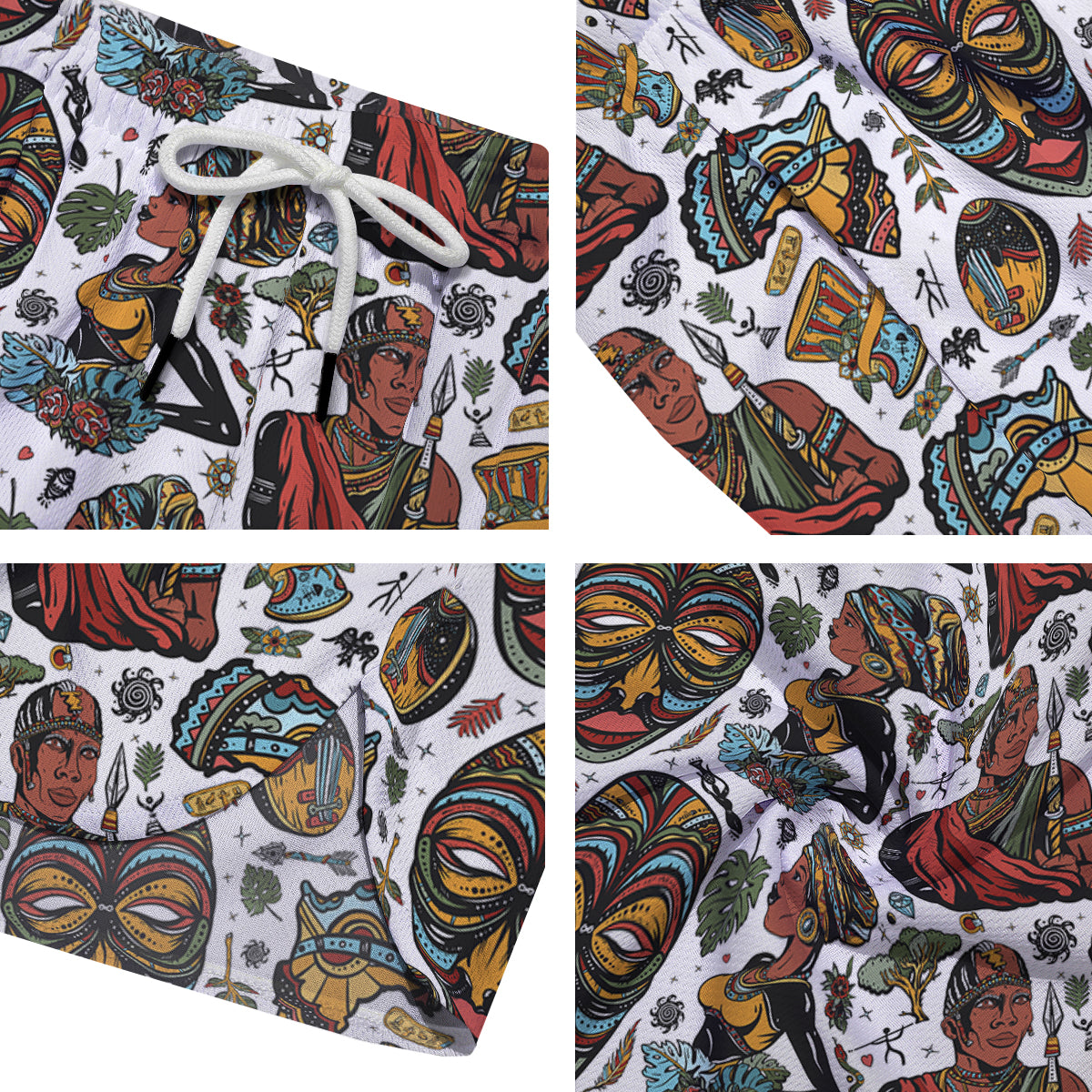 Ethnic Afro African Print Pattern Men's Running Shorts-grizzshop