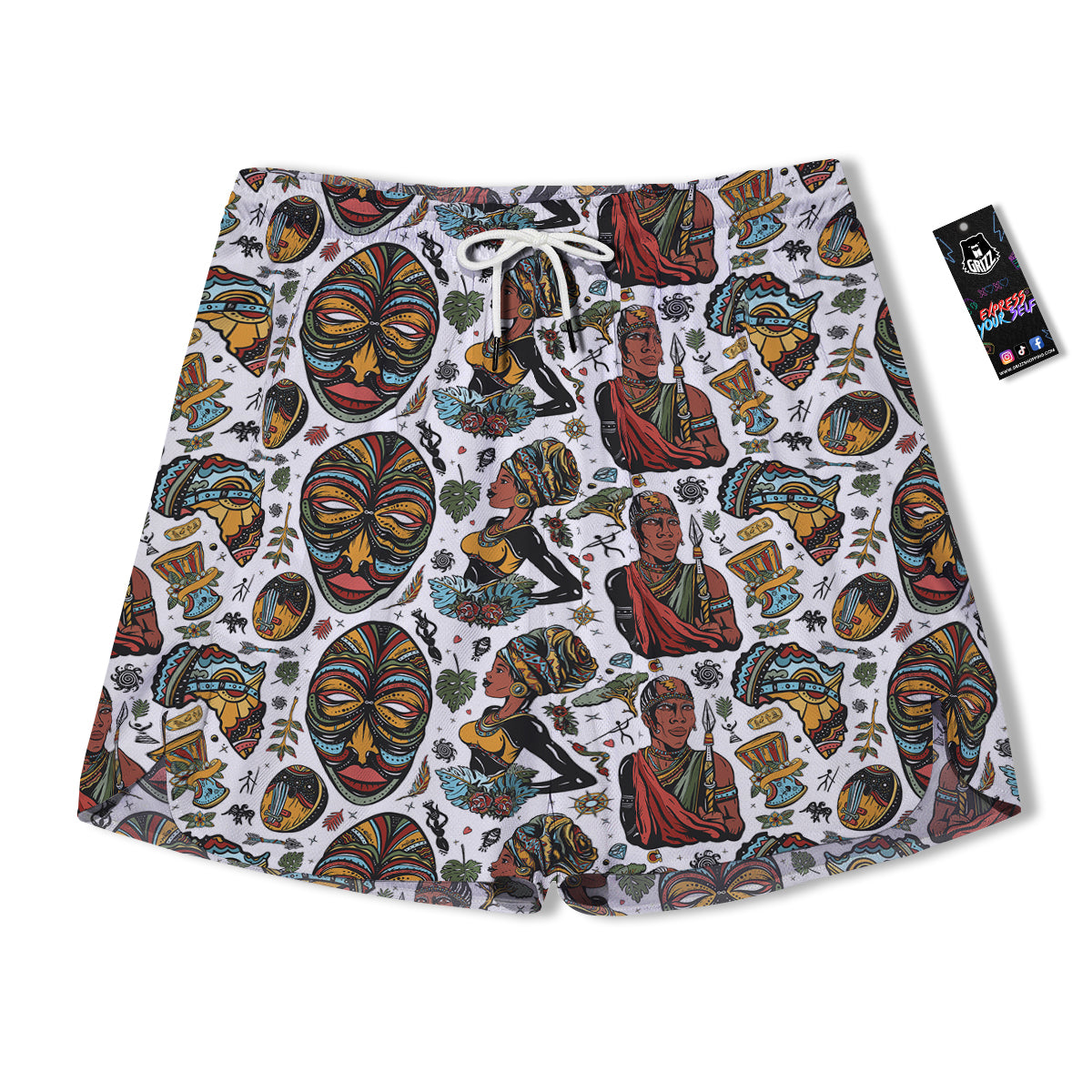Ethnic Afro African Print Pattern Men's Running Shorts-grizzshop