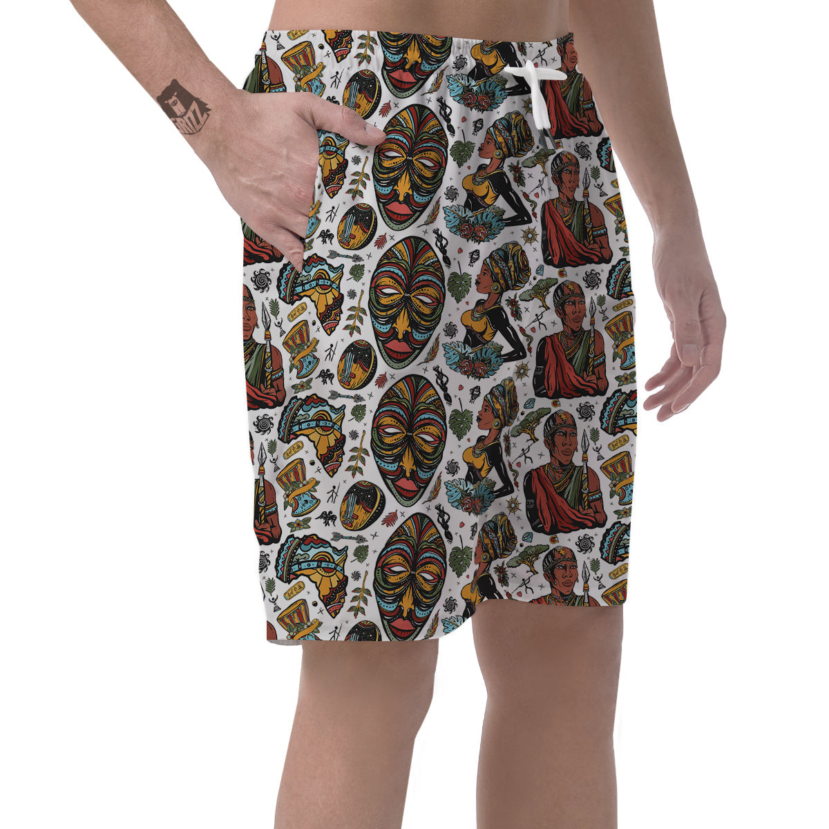 Ethnic Afro African Print Pattern Men's Shorts-grizzshop