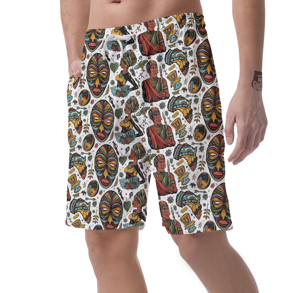 Ethnic Afro African Print Pattern Men's Shorts-grizzshop