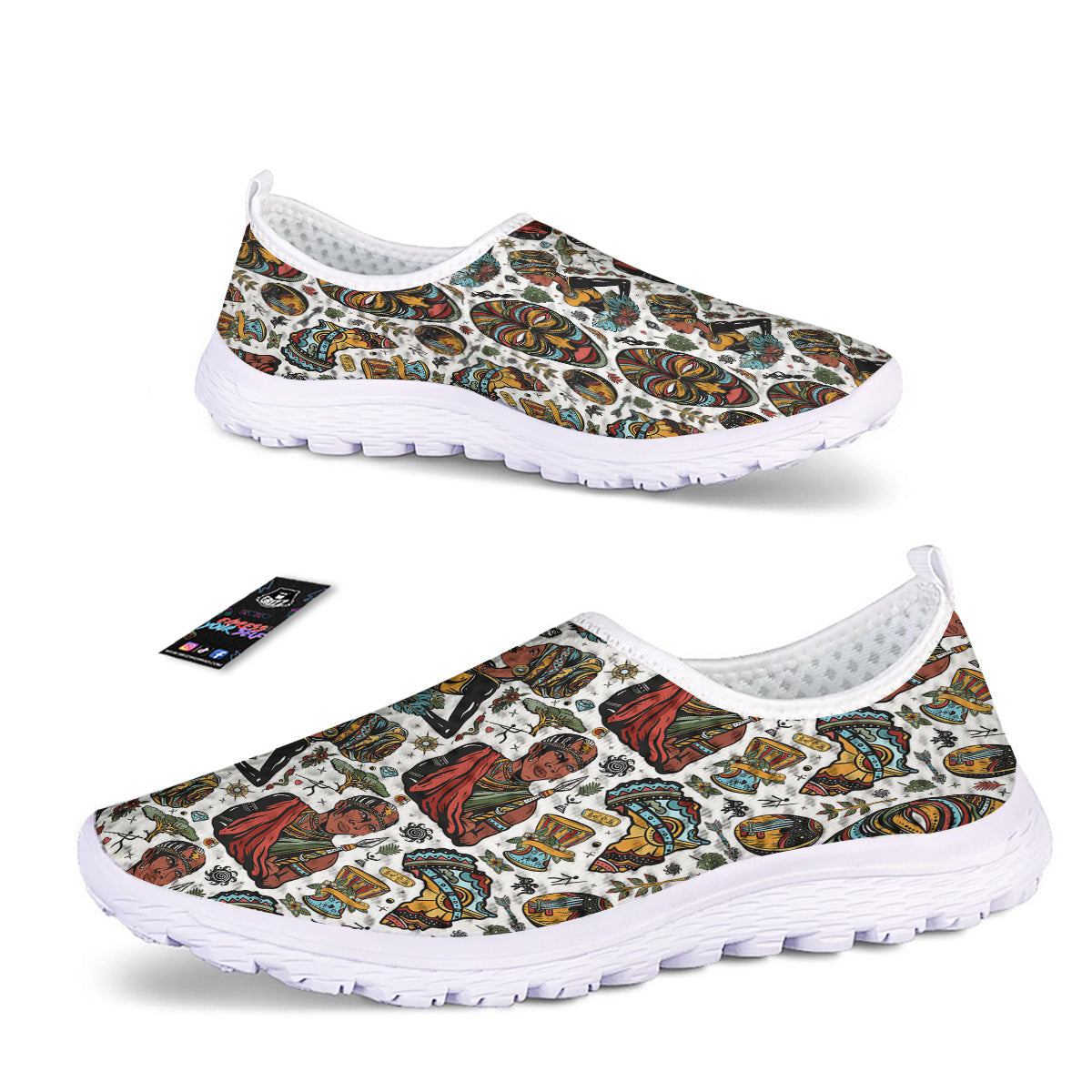 Ethnic Afro African Print Pattern Nurse Shoes-grizzshop