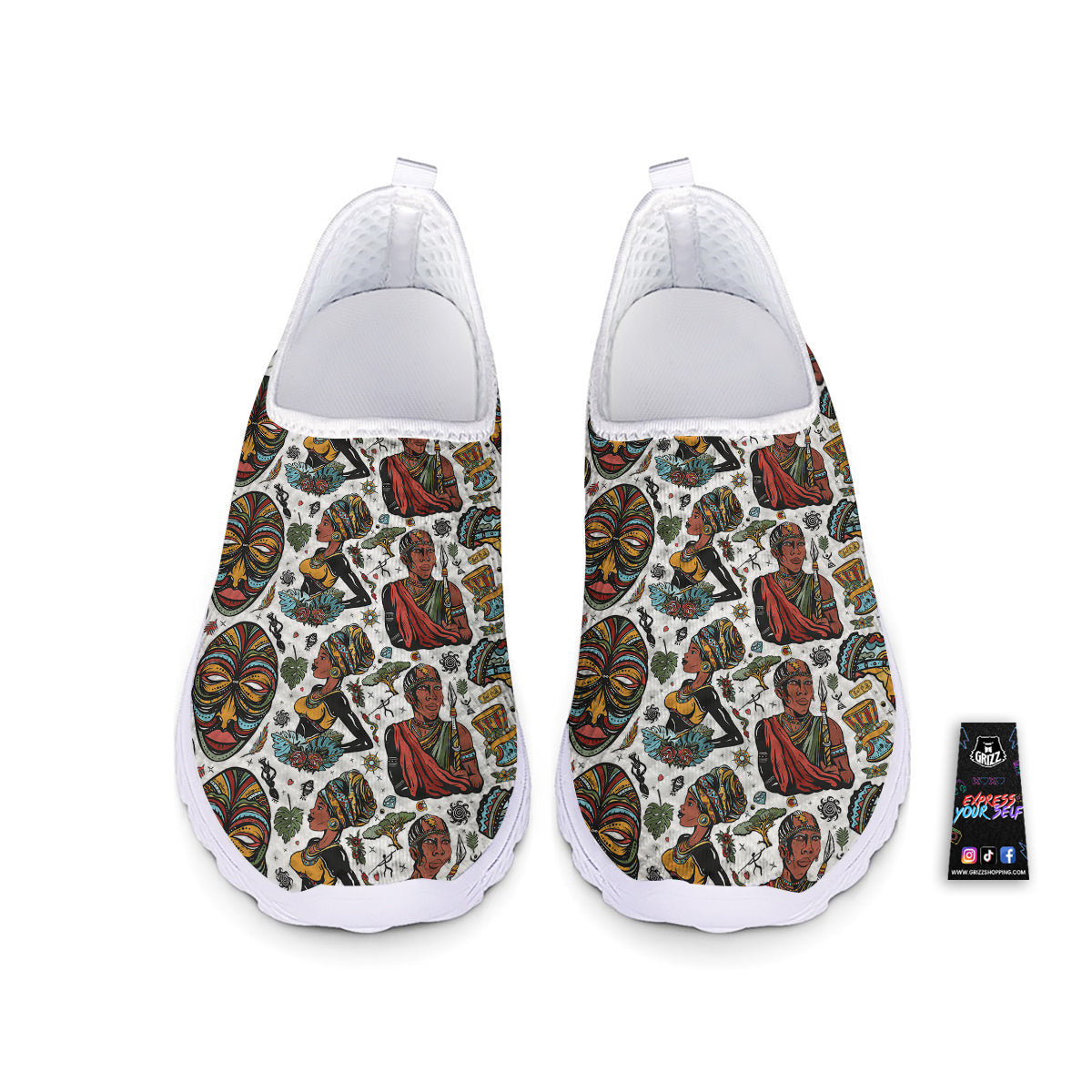 Ethnic Afro African Print Pattern Nurse Shoes-grizzshop
