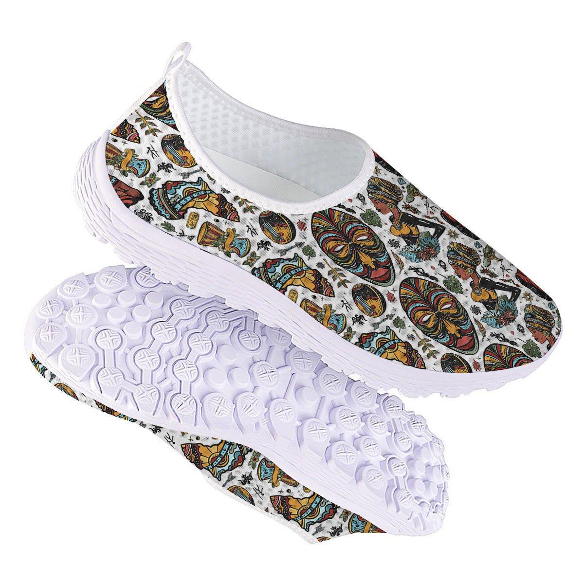 Ethnic Afro African Print Pattern Nurse Shoes-grizzshop