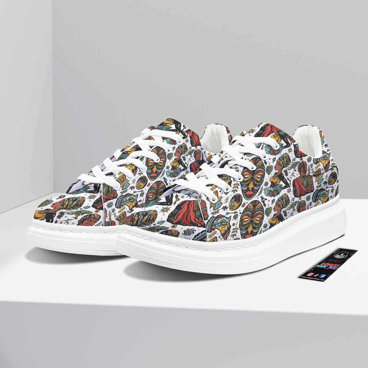 Ethnic Afro African Print Pattern Platform Shoes-grizzshop