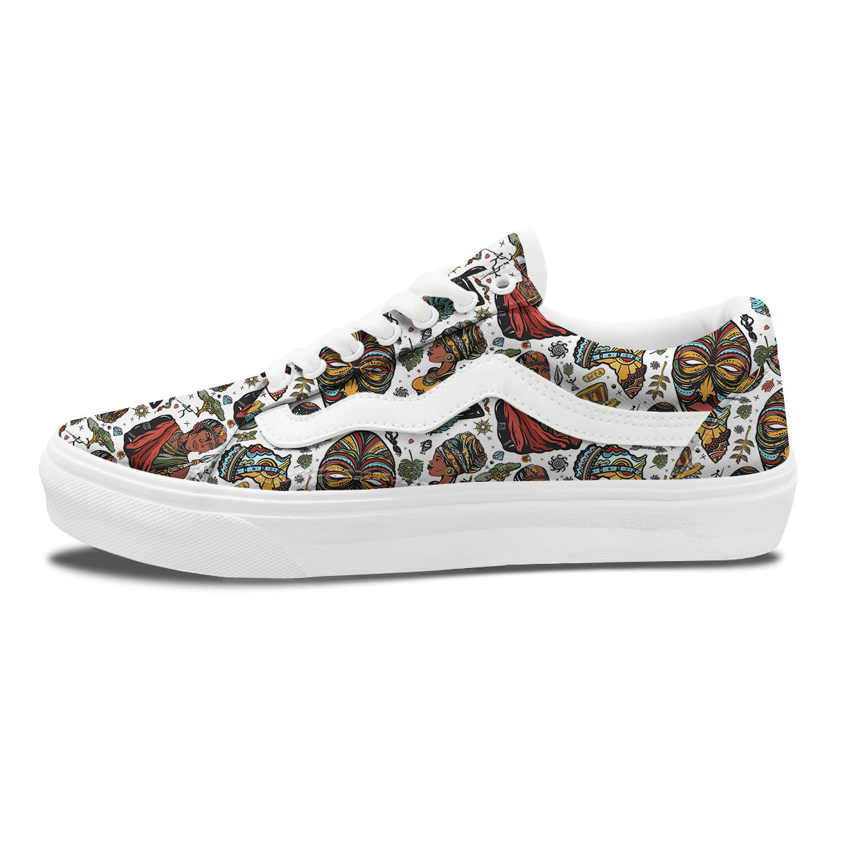Ethnic Afro African Print Pattern Skate Shoes-grizzshop