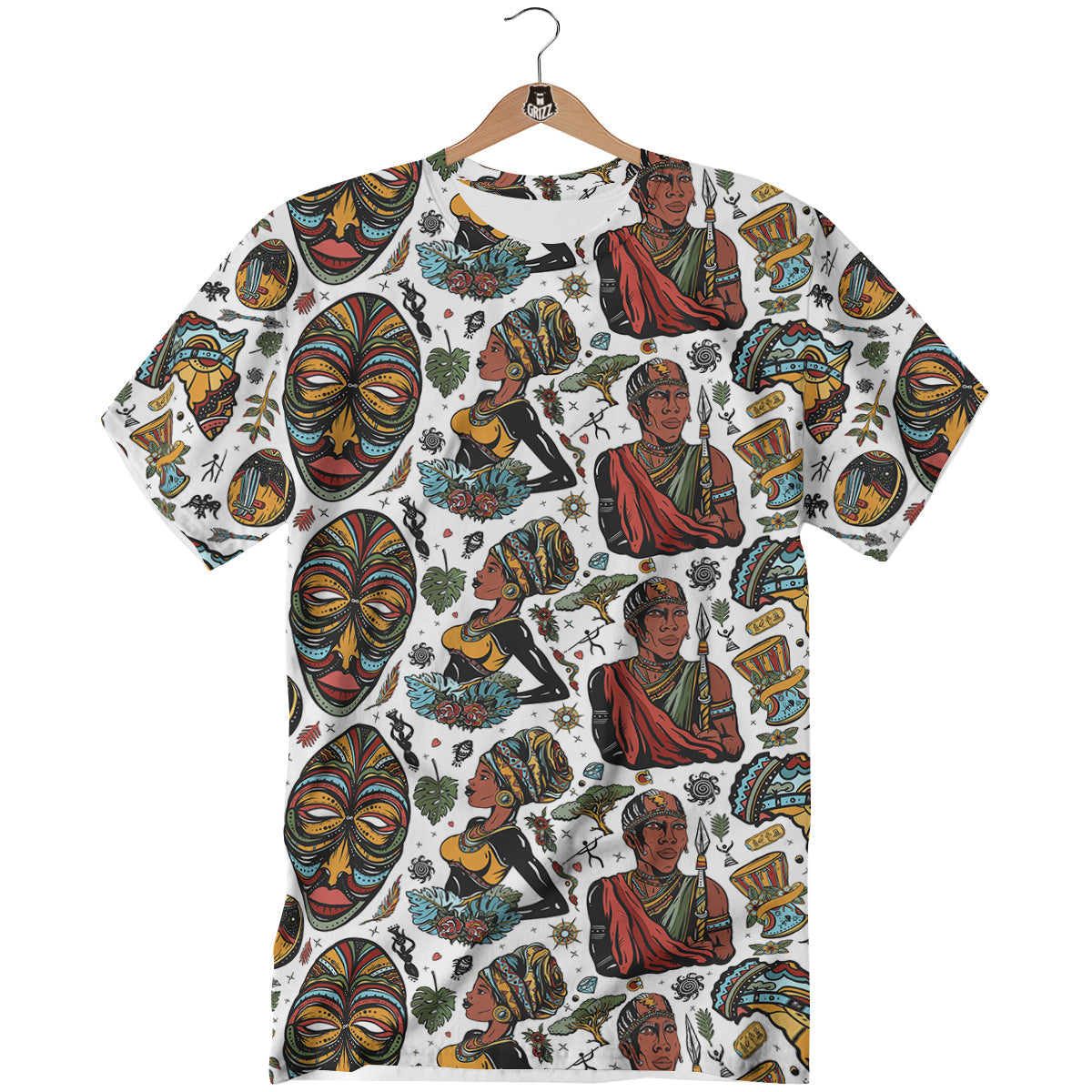 Ethnic Afro African Print Pattern T-Shirt-grizzshop