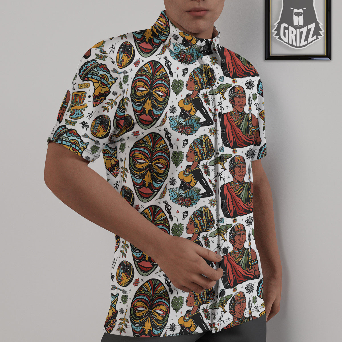 Ethnic Afro African Print Pattern Untucked Shirts-grizzshop