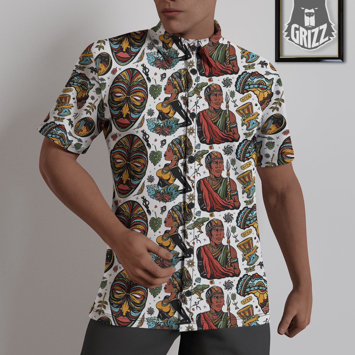 Ethnic Afro African Print Pattern Untucked Shirts-grizzshop