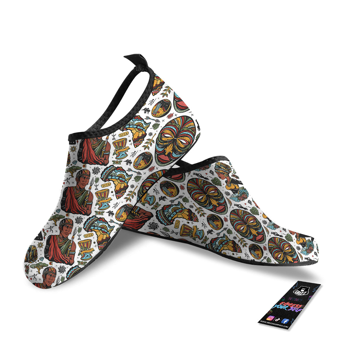 Ethnic Afro African Print Pattern Water Shoes-grizzshop