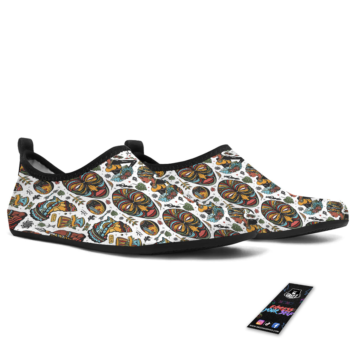 Ethnic Afro African Print Pattern Water Shoes-grizzshop