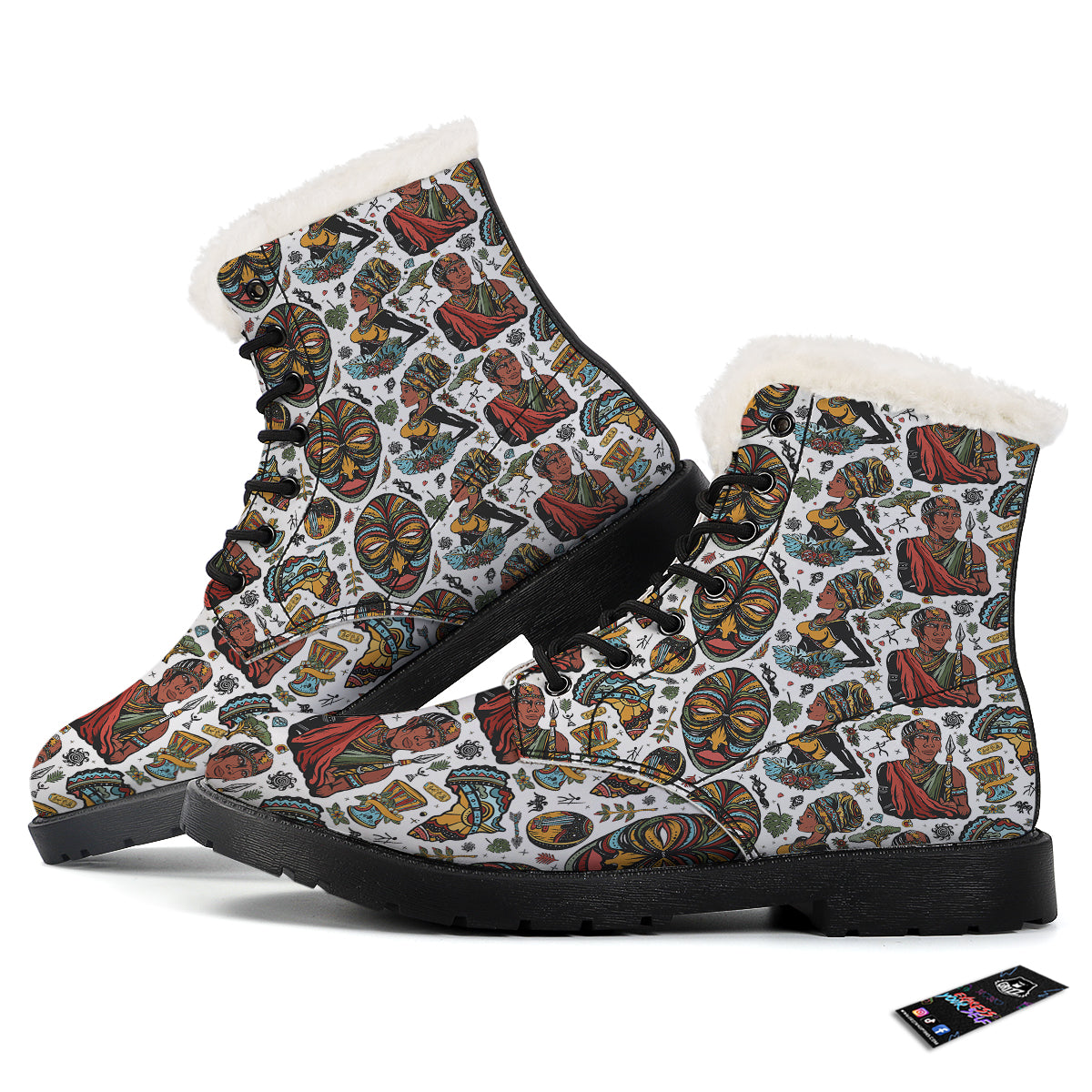 Ethnic Afro African Print Pattern Winter Boots-grizzshop