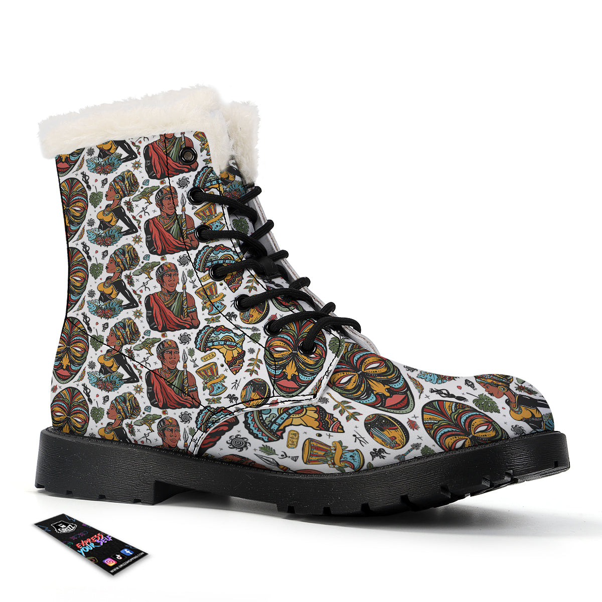 Ethnic Afro African Print Pattern Winter Boots-grizzshop