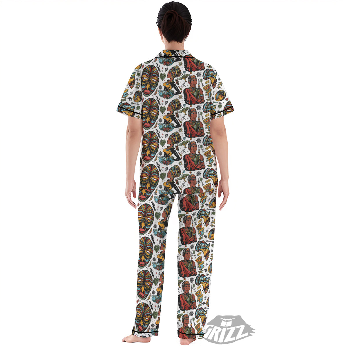 Ethnic Afro African Print Pattern Women's Pajamas Set-grizzshop