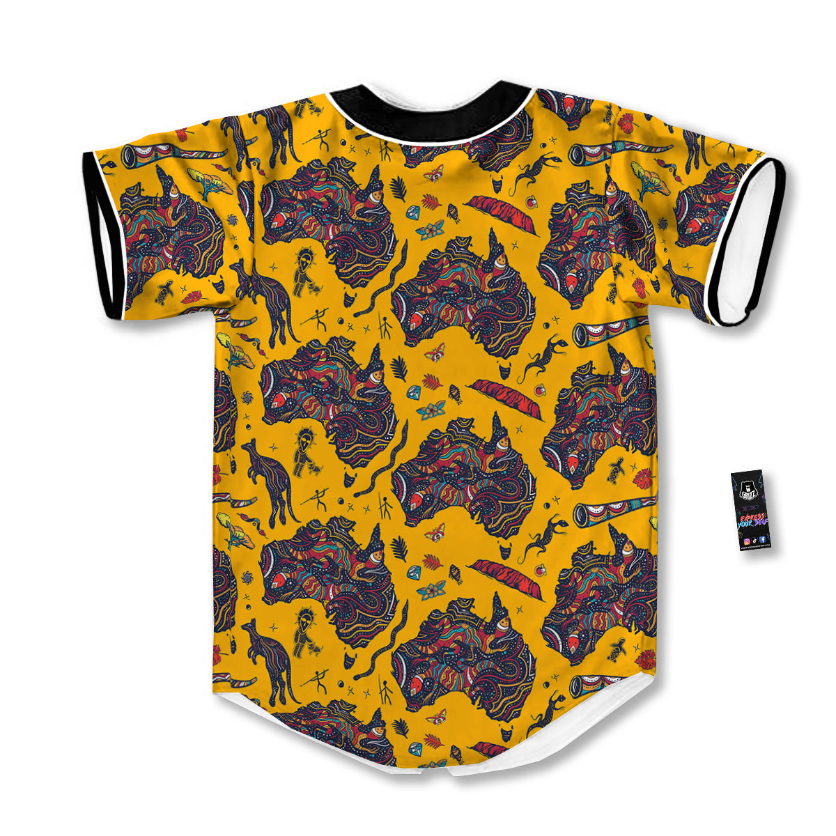 Ethnic Australian Map Tattoo Print Pattern Baseball Jersey-grizzshop