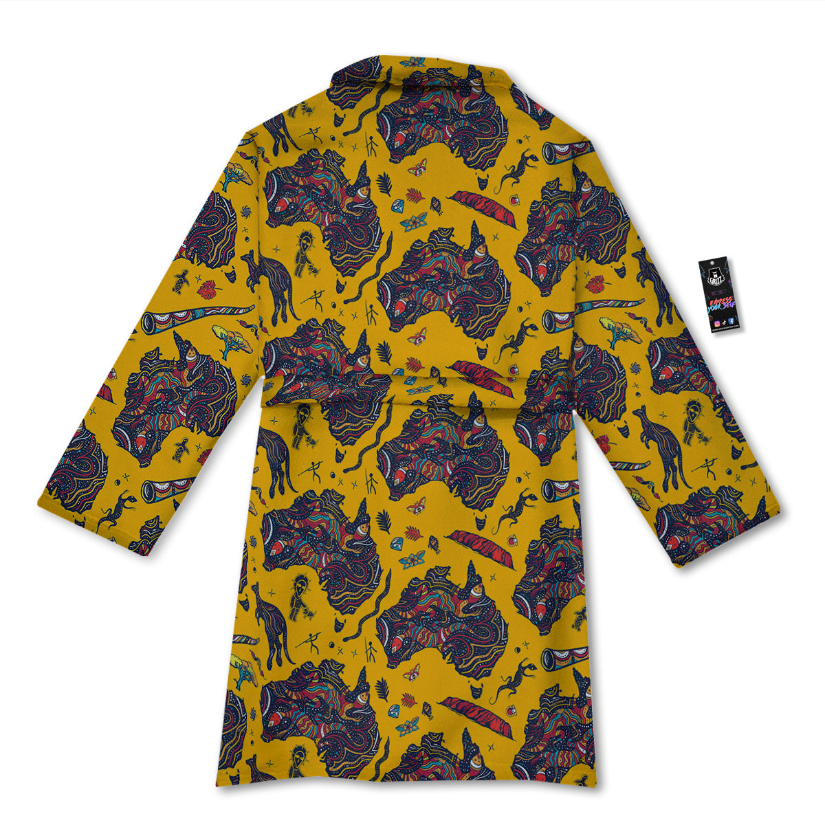 Ethnic Australian Map Tattoo Print Pattern Bathrobe-grizzshop