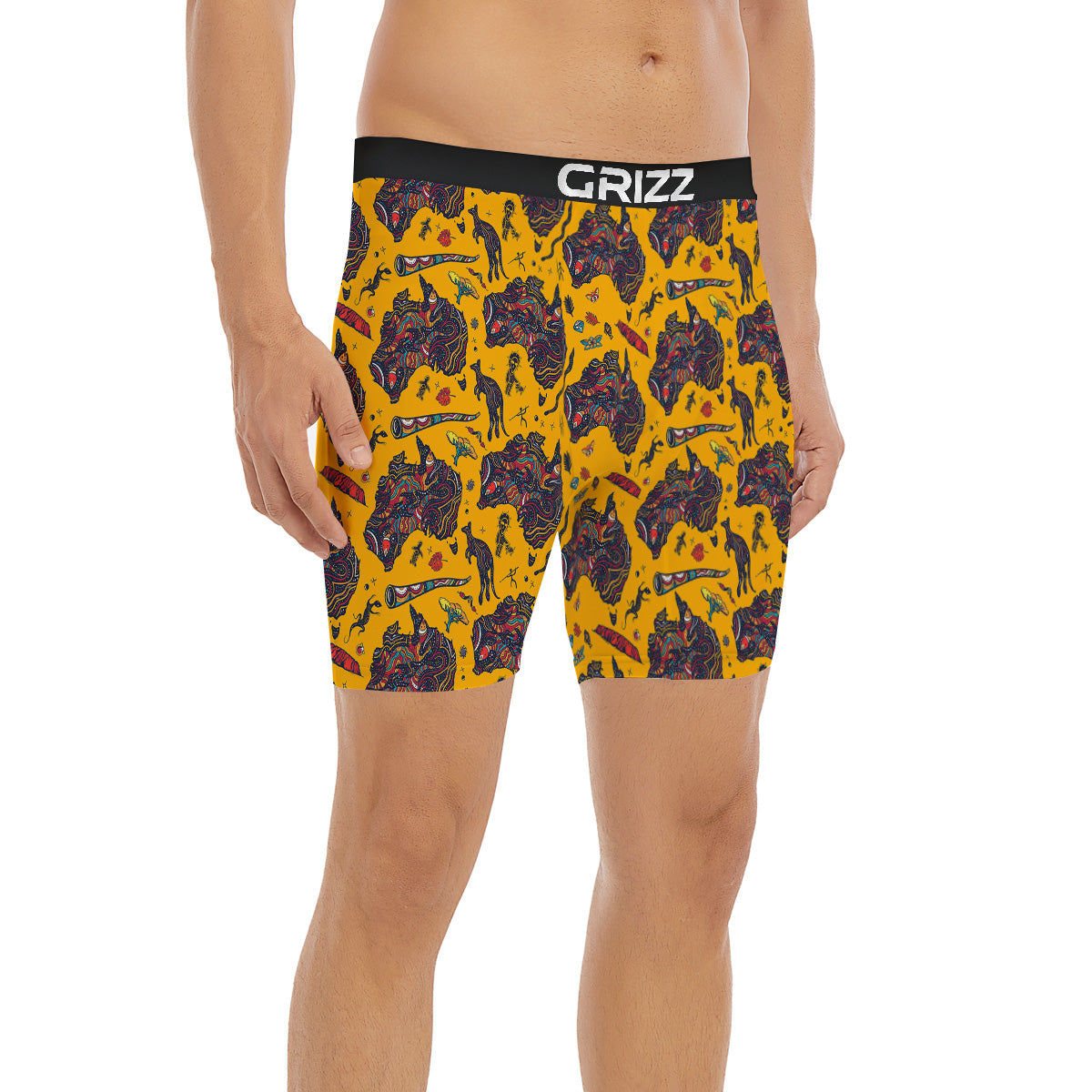 Ethnic Australian Map Tattoo Print Pattern Boxer Briefs-grizzshop
