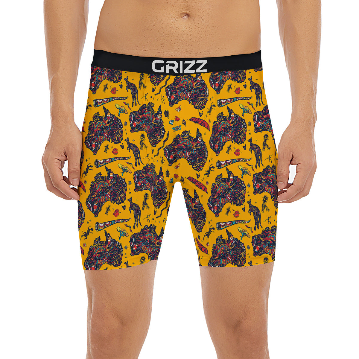Ethnic Australian Map Tattoo Print Pattern Boxer Briefs-grizzshop
