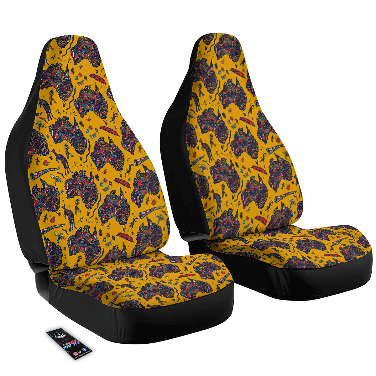 Ethnic Australian Map Tattoo Print Pattern Car Seat Covers-grizzshop