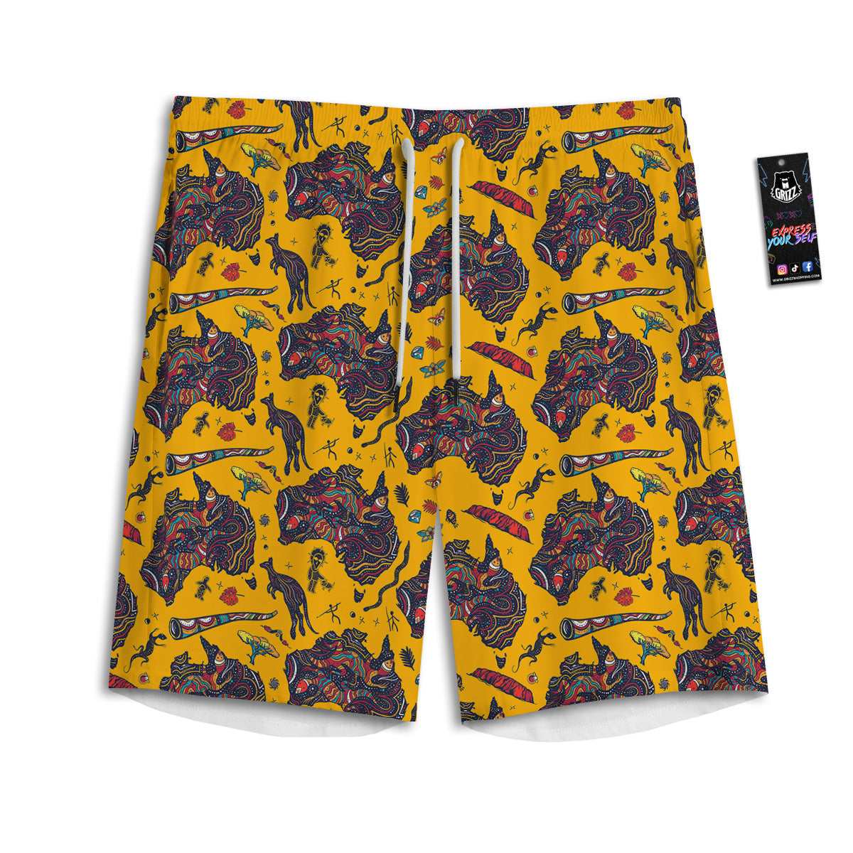 Ethnic Australian Map Tattoo Print Pattern Men's Athletic Shorts