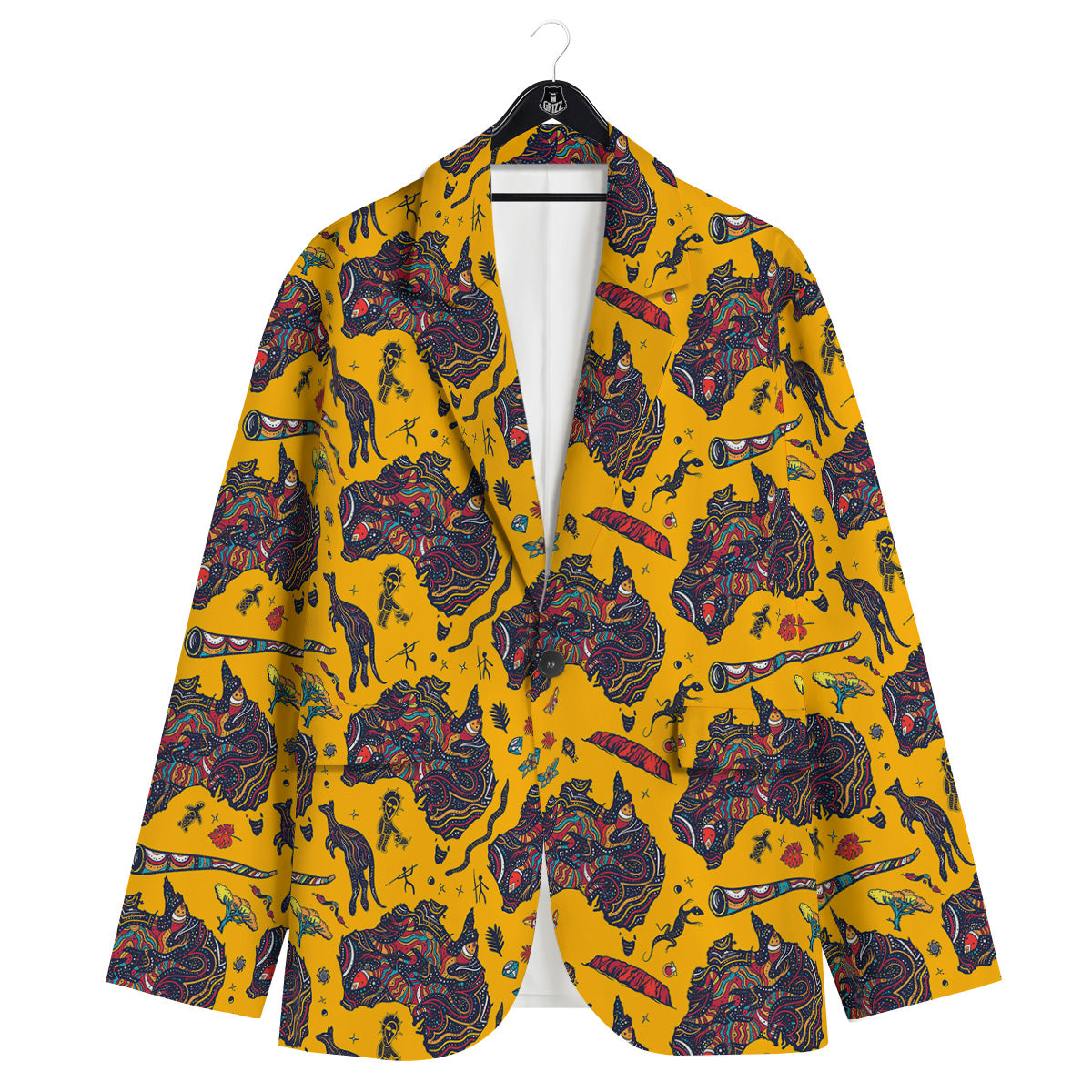 Ethnic Australian Map Tattoo Print Pattern Men's Sport Coat-grizzshop