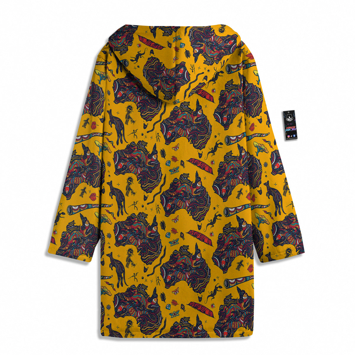 Ethnic Australian Map Tattoo Print Pattern Men's Windbreaker Jacket-grizzshop
