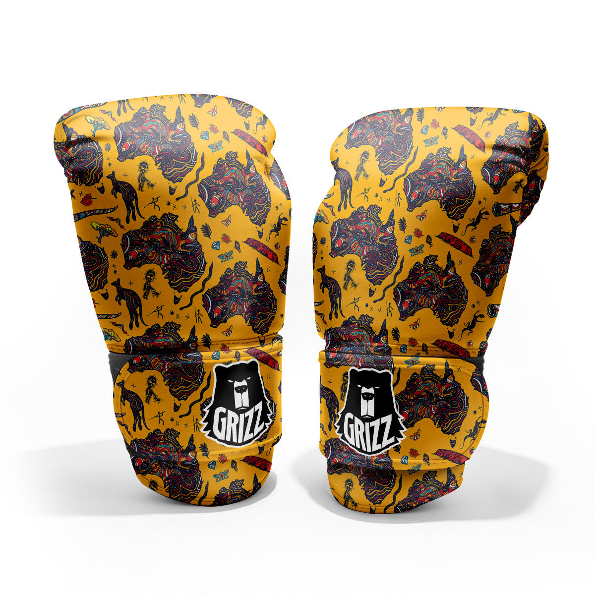 Ethnic Australian Map Tattoo Print Pattern Pro Boxing Glove