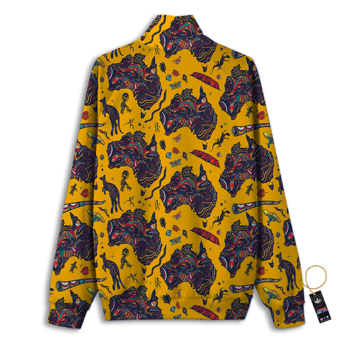 Ethnic Australian Map Tattoo Print Pattern Track Jacket-grizzshop