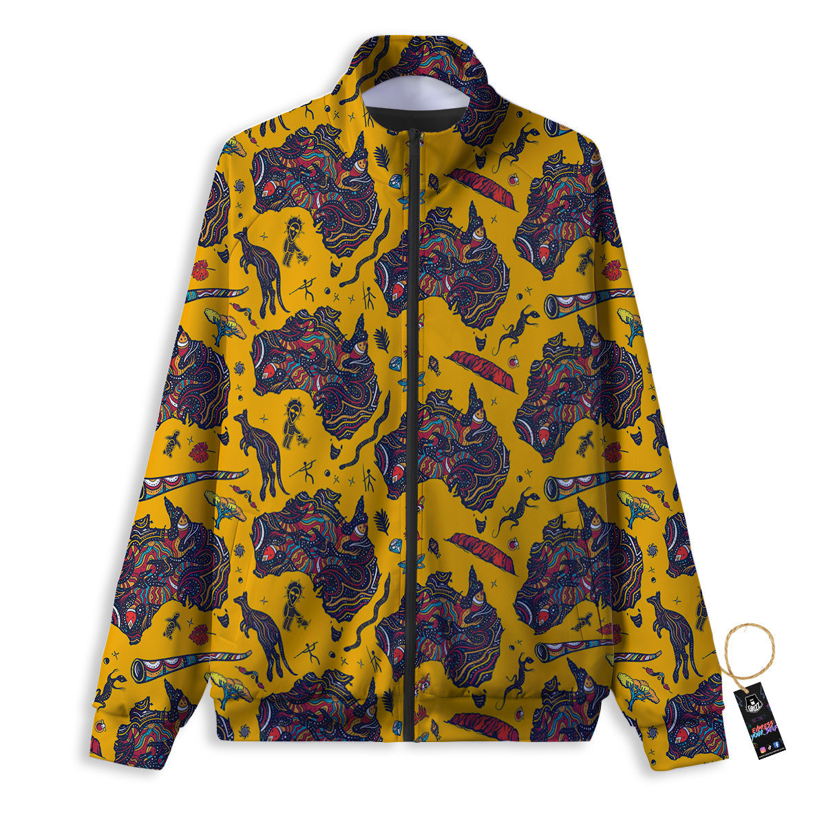 Ethnic Australian Map Tattoo Print Pattern Track Jacket-grizzshop