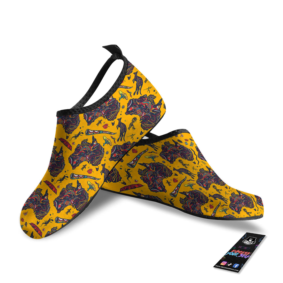 Ethnic Australian Map Tattoo Print Pattern Water Shoes-grizzshop