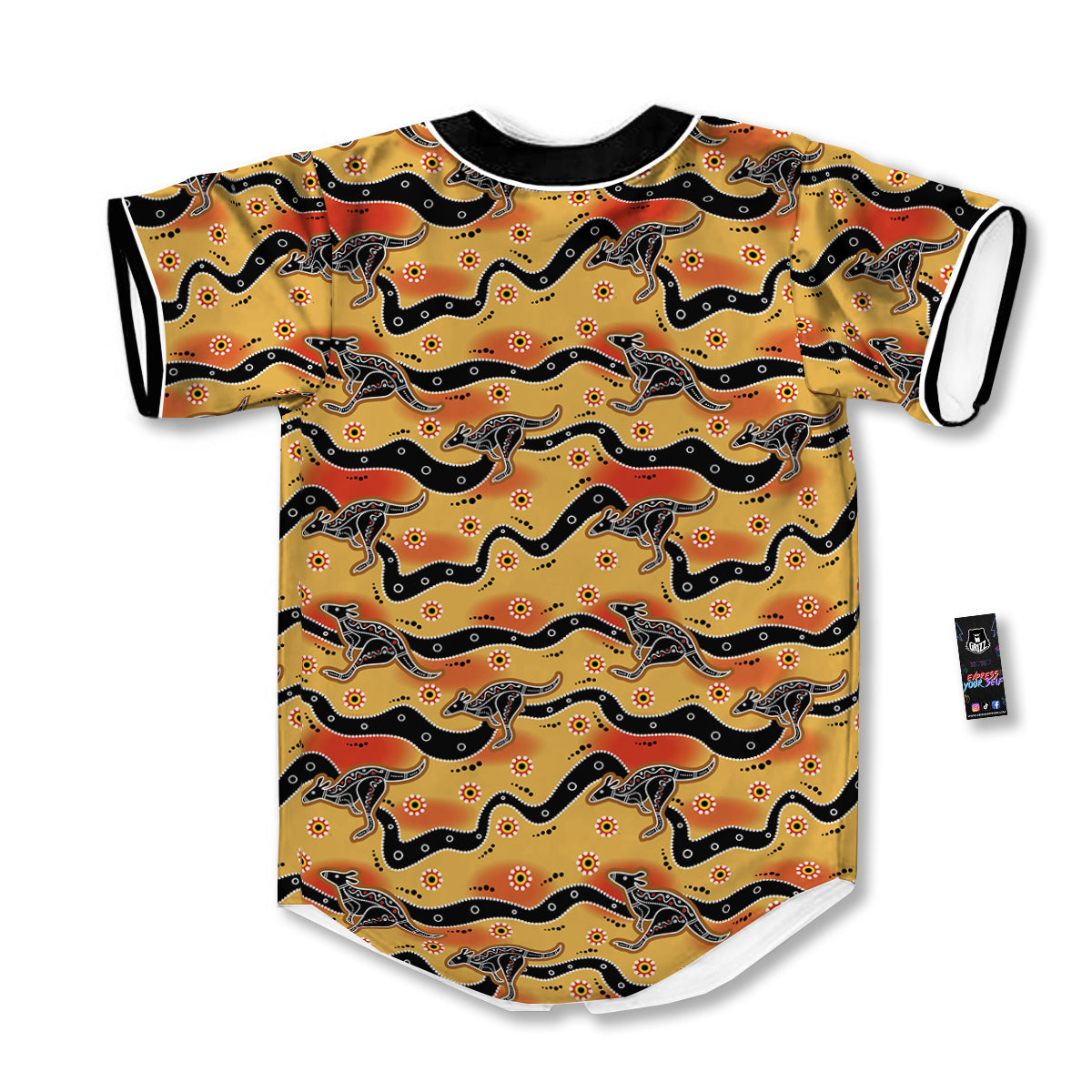 Ethnic Australian Print Pattern Baseball Jersey-grizzshop