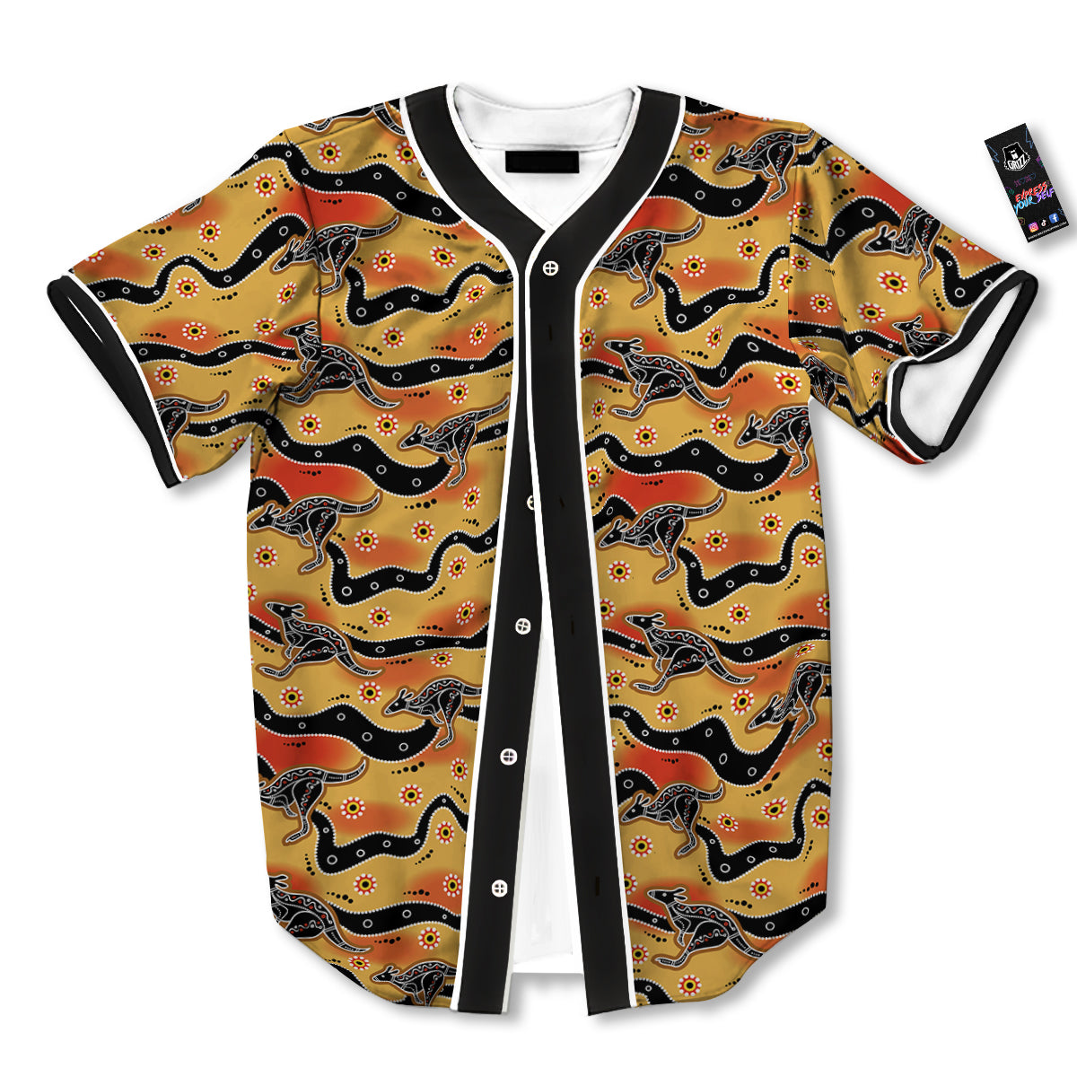 Ethnic Australian Print Pattern Baseball Jersey-grizzshop