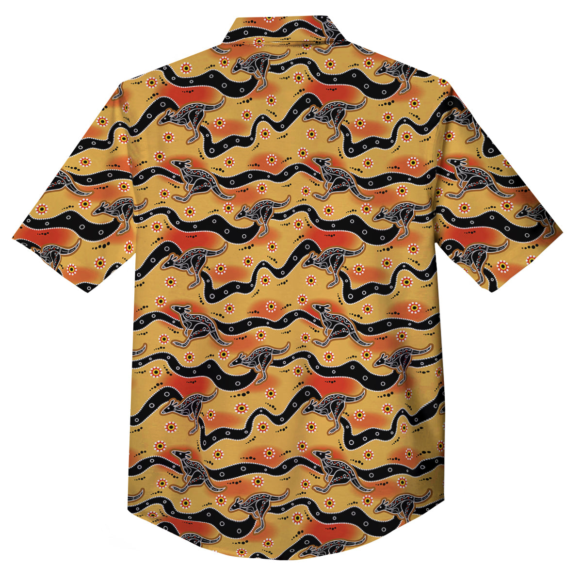 Ethnic Australian Print Pattern Button Up Shirt-grizzshop